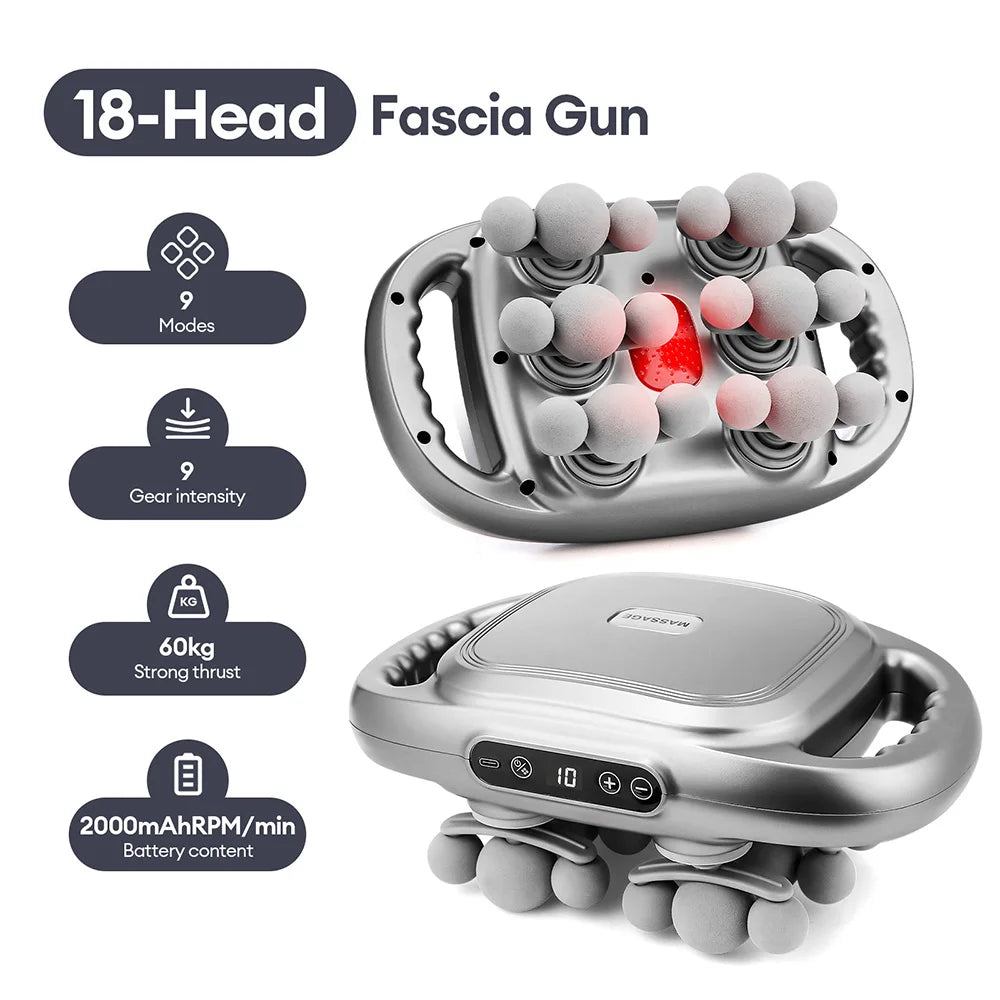 16-Head Fascia Gun High-Frequency Vibration Body Massage Gun Back and Waist Massager Neck Shoulder Massager Muscle Masajeador