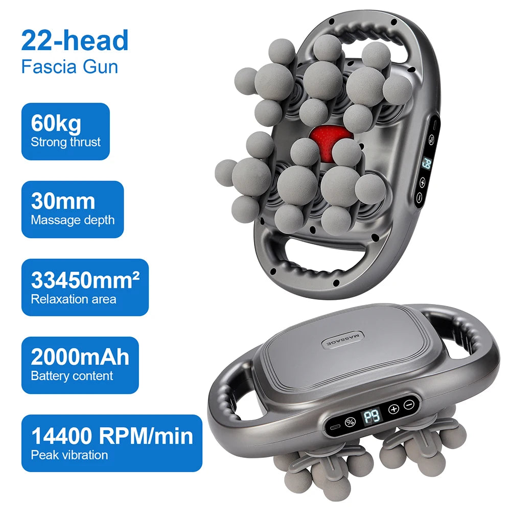 16-Head Fascia Gun High-Frequency Vibration Body Massage Gun Back and Waist Massager Neck Shoulder Massager Muscle Masajeador