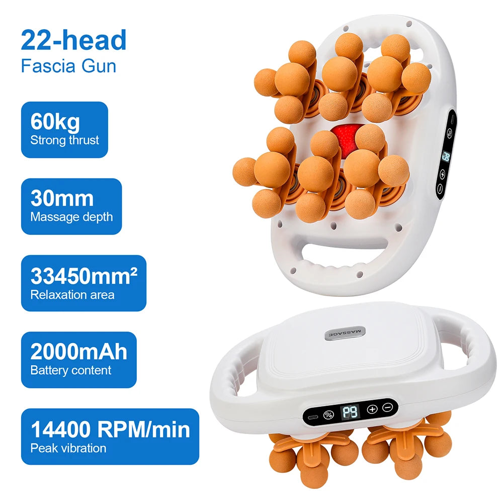 16-Head Fascia Gun High-Frequency Vibration Body Massage Gun Back and Waist Massager Neck Shoulder Massager Muscle Masajeador