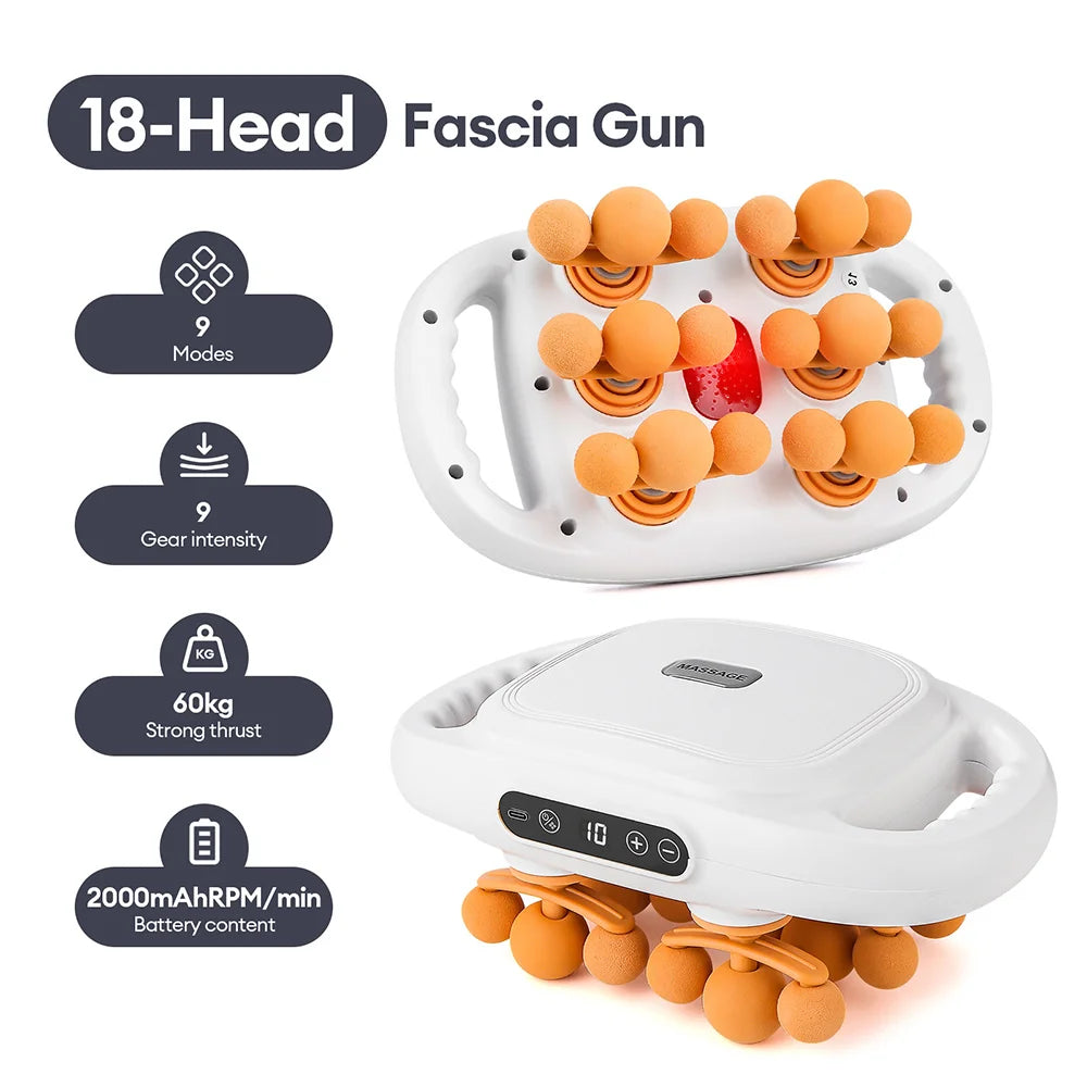 16-Head Fascia Gun High-Frequency Vibration Body Massage Gun Back and Waist Massager Neck Shoulder Massager Muscle Masajeador