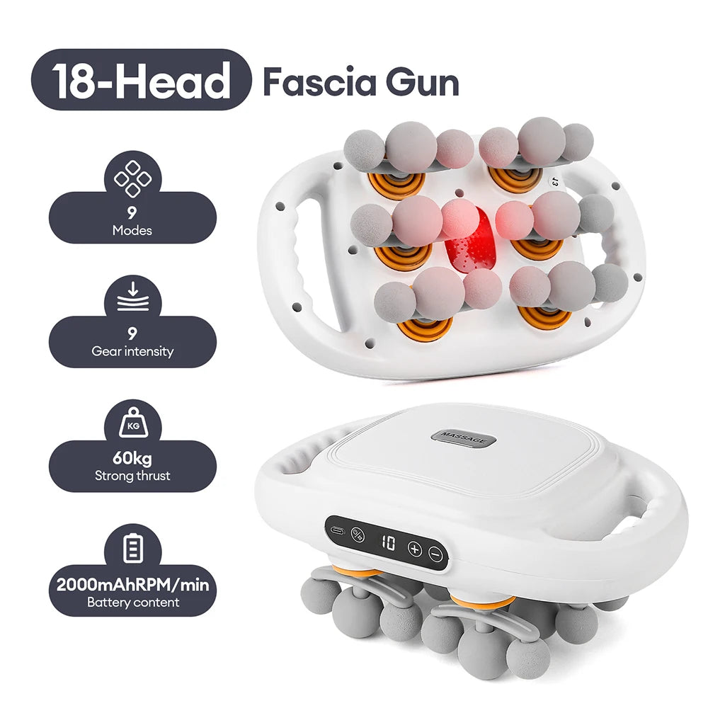16-Head Fascia Gun High-Frequency Vibration Body Massage Gun Back and Waist Massager Neck Shoulder Massager Muscle Masajeador
