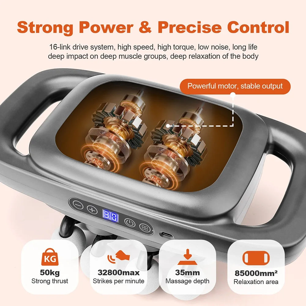 16-Head Fascia Gun High-Frequency Vibration Body Massage Gun Back and Waist Massager Neck Shoulder Massager Muscle Masajeador