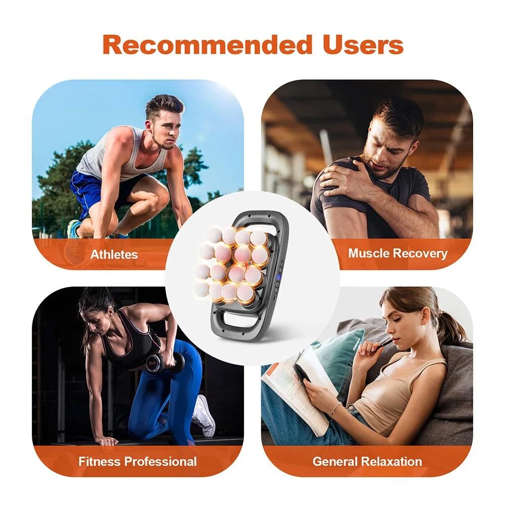 16-Head Fascia Gun High-Frequency Vibration Body Massage Gun Back and Waist Massager Neck Shoulder Massager Muscle Masajeador