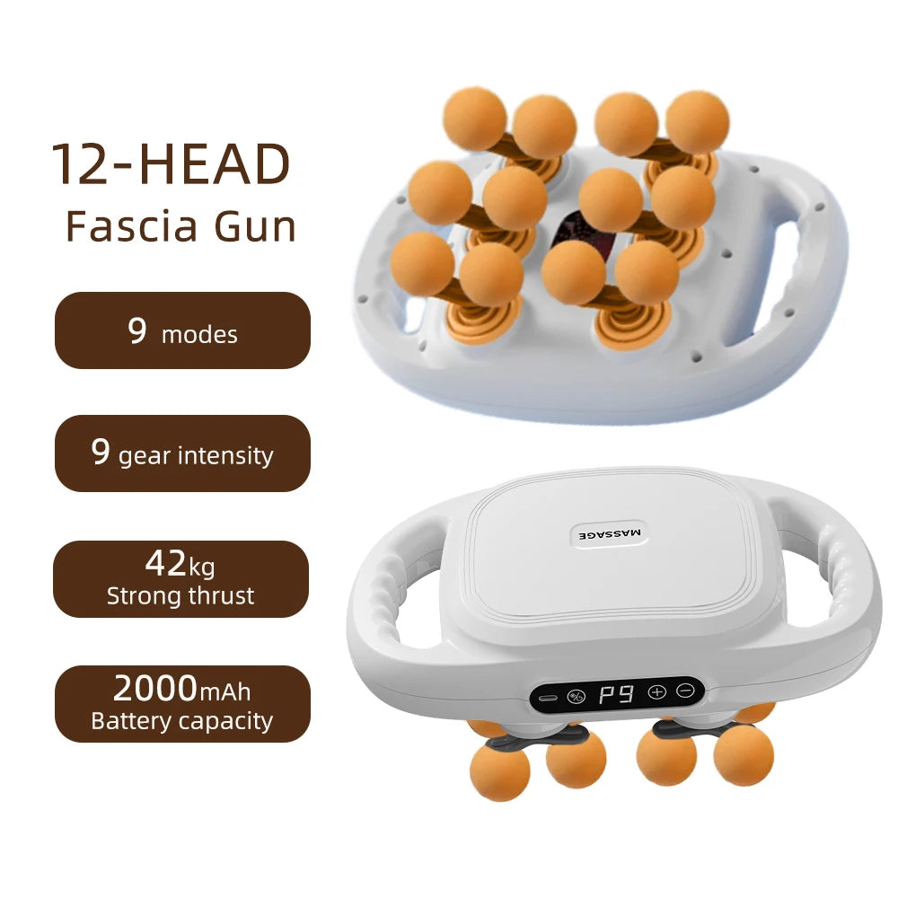 16-Head Fascia Gun High-Frequency Vibration Body Massage Gun Back and Waist Massager Neck Shoulder Massager Muscle Masajeador