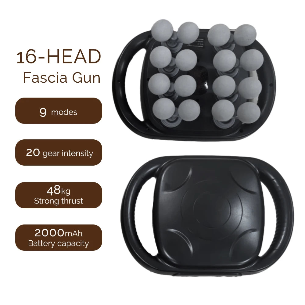 16-Head Fascia Gun High-Frequency Vibration Body Massage Gun Back and Waist Massager Neck Shoulder Massager Muscle Masajeador