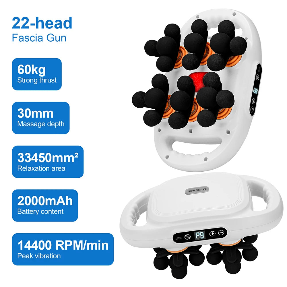 16-Head Fascia Gun High-Frequency Vibration Body Massage Gun Back and Waist Massager Neck Shoulder Massager Muscle Masajeador