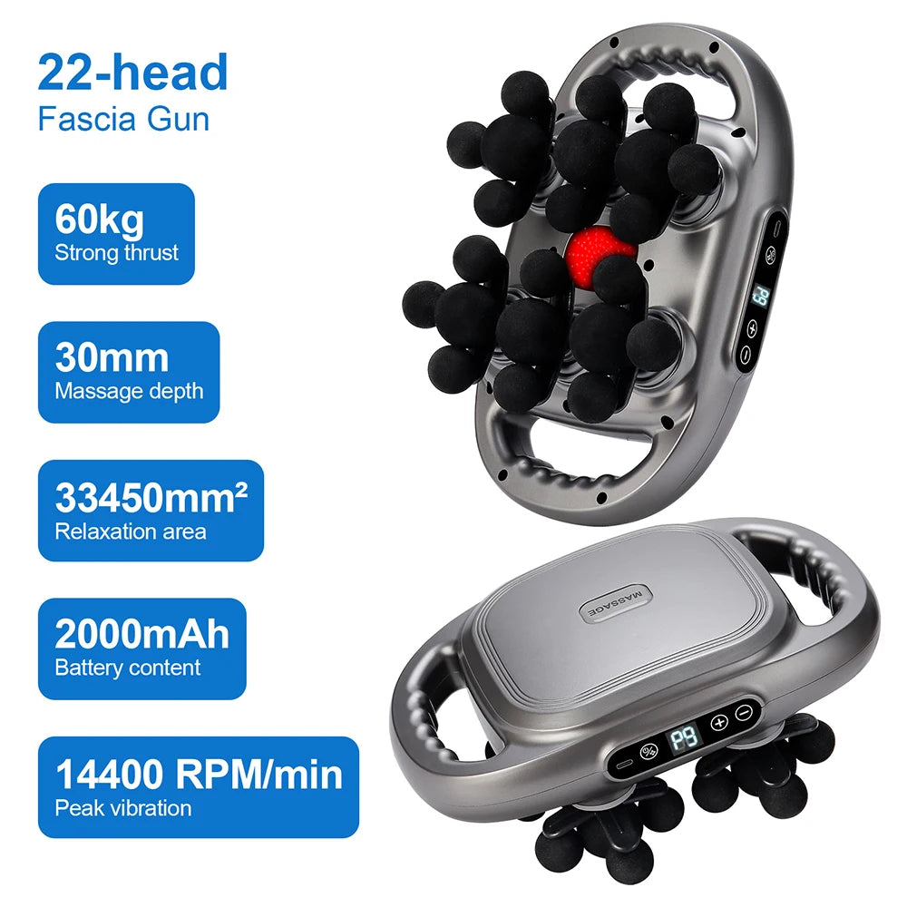 16-Head Fascia Gun High-Frequency Vibration Body Massage Gun Back and Waist Massager Neck Shoulder Massager Muscle Masajeador